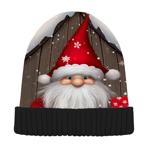 Christmas Gnome Snowflake Gift Beanie Hat for Men Women Beanie Winter Hat Skull Ski Cap Winter Knit Hat Cap for Women Multi