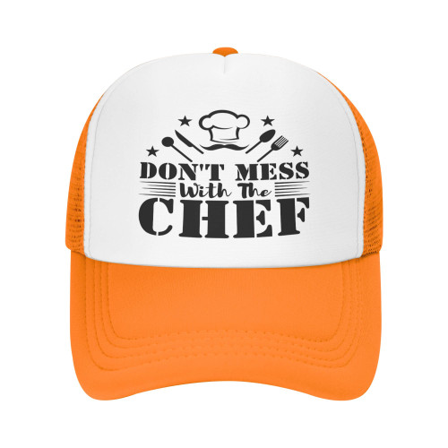 Don't Mess with The Chef Mesh Hat Funny Chef Mesh Hat for Men Women Orange Baseball Cap Trucker Hat