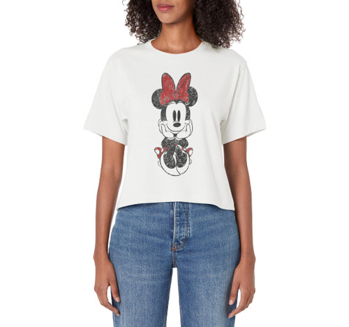 Disney Mickey And Friends Minnie Mouse Vintage Sitting Women's Crop Top