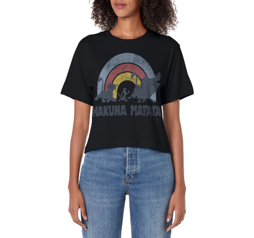 Disney The Lion King Hakuna Matata Distressed Rainbow Logo Women's Crop Top