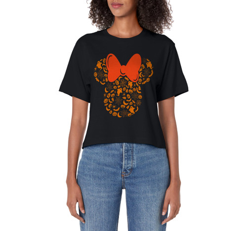 Disney Minnie Mouse Halloween Silhouette Icon Women's Crop Top