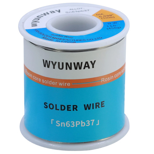 wyunway Solder Wire 63/37 Tin/Lead with Flux Rosin Core for Electrical Soldering net weight (1.0mm(0.039")/450g(1Lb))
