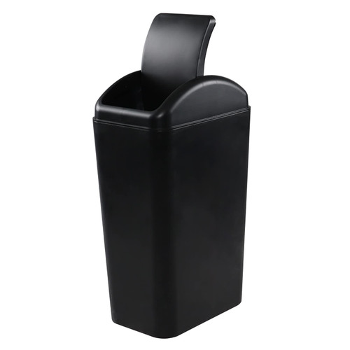 Waikhomes 3.5 Gallons Plastic Trash Can with Swing Lid, Slim Garbage Bin, Black, 1 Pack
