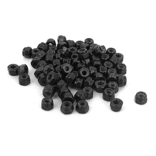 uxcell M2.5x0.45mm Zinc Plated Nylon Insert Hex Lock Nuts Black 50pcs
