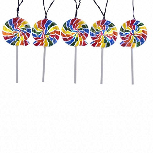 Kurt Adler Battery-Operated 5-Piece 20 LED Multicolored Swirl Lollipop Light Set