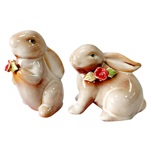 IMIKEYA 2pcs Tabletop Rabbit Sculpture Ceramic Rabbit Statue Rabbit Figures Bunny Characters Chinese Good Rabbit Table Centerpiece Desktop Toys Car Toy Bunny Figurines Ceramics Baby Animal