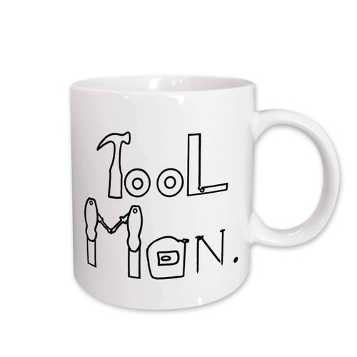 3dRose Tool Man in Tools Outline Ceramic Mug, 15-Ounce
