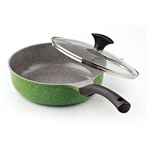 Cook N Home 3-Quart 9.5-Inch/24cm Nonstick Ceramic Coating Deep Saute Stir Fry Pan Wok with Lid, Green Cook N Home 3-Quart 9.5-Inch/24cm Nonstick Ceramic Coating Deep Saute Stir Fry Pan Wok with Lid, Green
