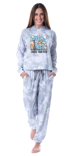 Star Wars Mandalorian Grogu & Ahsoka Tano Womens' Pajama Hooded Jogger Set (2X) Grey Star Wars Mandalorian Grogu & Ahsoka Tano Womens' Pajama Hooded Jogger Set (2X) Grey