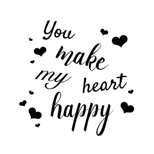 You Make My Heart Happy Wall Art Decal Creative Wall Decals Vinyl Wall Art Murals Quotes for Nursery Car Wall Decoration
