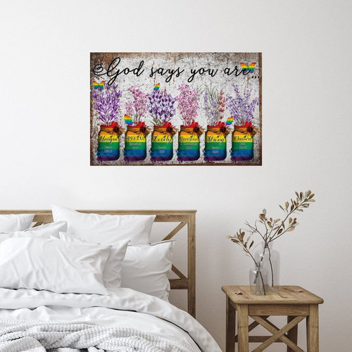 God Says You are Unique Special Lovely Kids Room Home Wall Decor Wall Mural Rainbow Pride Parades Peel and Stick Wall Decal for Backdrop Nursery Car Trucks Vinyl 28 Inch