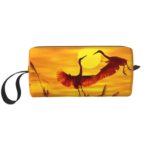 Makeup Bag For Women Flying Birds At Sunset Printed Large Capacity Cosmetic Bags Portable Toiletry Bag Travel Storage