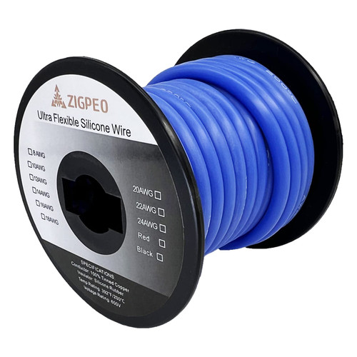ZIGPEO 10 AWG Silicone Wire 25FT Blue Spool, Extra Flexible 10 Gauge Stranded Copper Wire, High Temp 392? 600V - RC, Automotive, Battery | Tinned Copper Conductor
