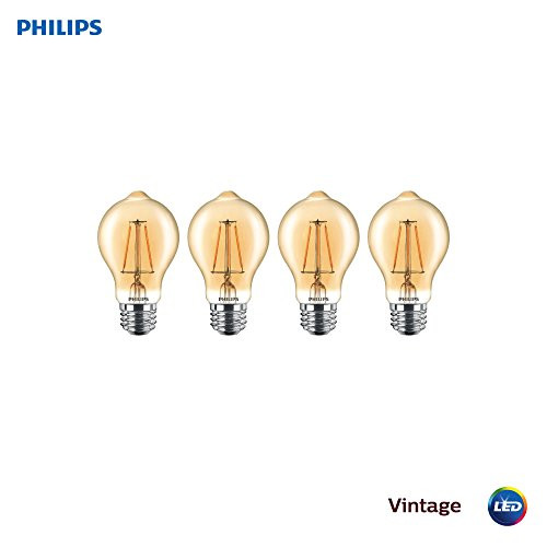 Phillips LED Dimmable A19 Light Bulb: 300-Lumen, 2200-Kelvin, 4.5-Watt (60-Watt Equivalent), E26 Base, Amber, Amber, 4-Pack