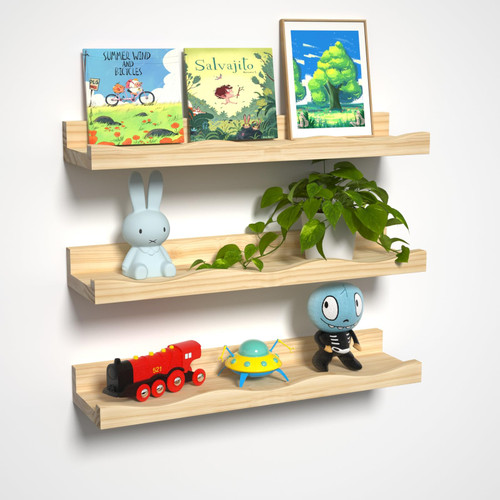 MBYD Picture Ledge Shelf, Floating Shelves with Lip, 16 Inches Picture Shelves for Wall with Ledge, Picture Ledge Wall Shelf for Storage, Nursery, Bedroom, Living Room, Bathroom,Natural