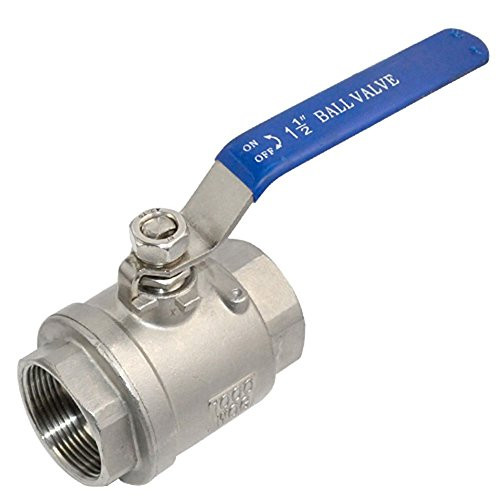 Megairon 316 Stainless Steel 1.5" Full Port Ball Valve with Blue Vinyl Handle, NPT Female x Female Thread,1000 WOG(US Stock)