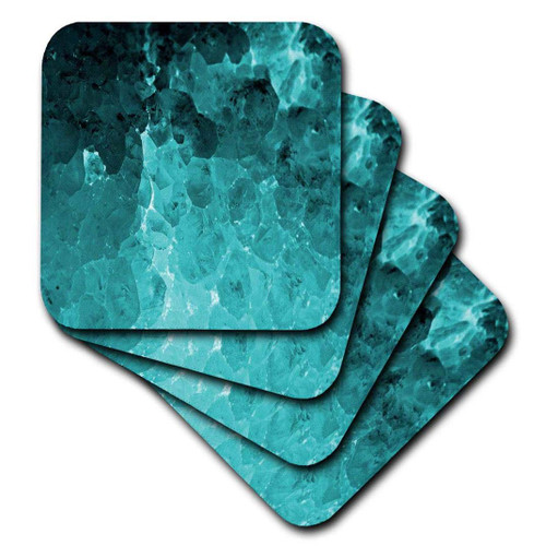 3dRose Turquoise Natural Crystal Look - Soft Coasters, set of 8