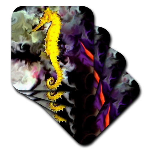 3dRose CST_956_2 Sea Horse Soft Coasters, Set of 8