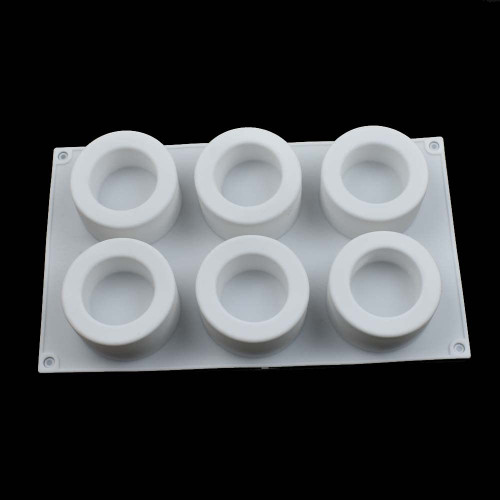 RELAND SUN 6-hole Hollow Cylindrical Silicone Mousse Molds Dessert Pudding Baking Tools Handmade Soap Mold Cake Decorating Chocolate Mold