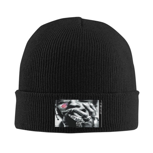 ASAP Rapper Rocky Singer at Long Last ASAP Beanie Hat Fashion Warm Knit Hat Stretchable Cuffed Headgear for Cold Weather Black