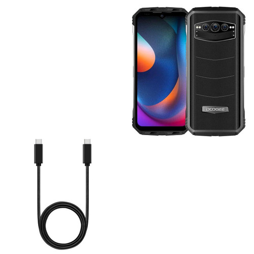BoxWave Cable Compatible with Doogee S100 - DirectSync PD Cable (3ft) - USB-C to USB-C (100W), Type C Braided 3ft Charge and Sync Cable - Jet Black
