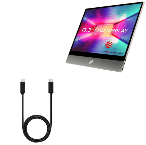 BoxWave Cable Compatible with Espresso Display 13 Touch V2 - DirectSync PD Cable (3ft) - USB-C to USB-C (100W), Type C Braided 3ft Charge and Sync Cable - Jet Black