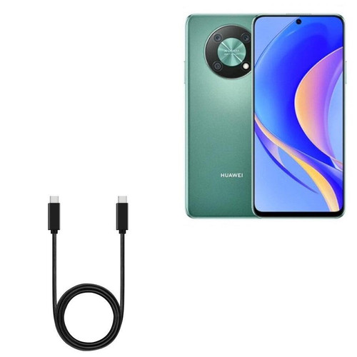 BoxWave Cable Compatible with Huawei nova Y90 - DirectSync PD Cable (3ft) - USB-C to USB-C (100W), Type C Braided 3ft Charge and Sync Cable - Jet Black
