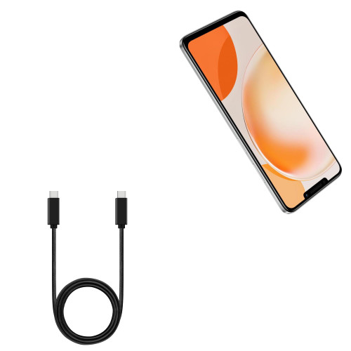 BoxWave Cable Compatible with Huawei Nova Y91 - DirectSync PD Cable (3ft) - USB-C to USB-C (100W), Type C Braided 3ft Charge and Sync Cable - Jet Black