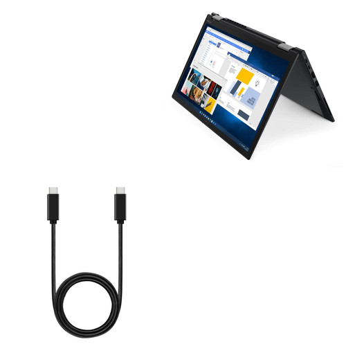 BoxWave Cable Compatible with Lenovo ThinkPad X13 Yoga (21AW) - DirectSync PD Cable (3ft) - USB-C to USB-C (100W), Type C Braided 3ft Charge and Sync Cable - Jet Black