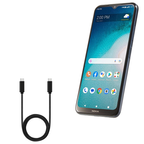 BoxWave Cable Compatible with Nokia C300 - DirectSync PD Cable (3ft) - USB-C to USB-C (100W), Type C Braided 3ft Charge and Sync Cable - Jet Black