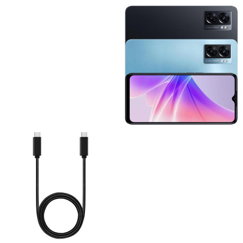 BoxWave Cable Compatible with Oppo A77 - DirectSync PD Cable (3ft) - USB-C to USB-C (100W), Type C Braided 3ft Charge and Sync Cable - Jet Black