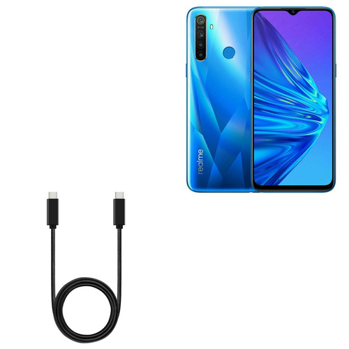 BoxWave Cable Compatible with Realme Q - DirectSync PD Cable (3ft) - USB-C to USB-C (100W), Type C Braided 3ft Charge and Sync Cable for Realme Q - Jet Black