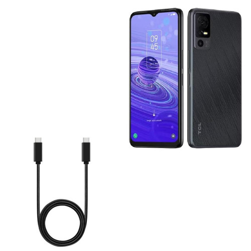 BoxWave Cable Compatible with TCL 40R - DirectSync PD Cable (3ft) - USB-C to USB-C (100W), Type C Braided 3ft Charge and Sync Cable - Jet Black