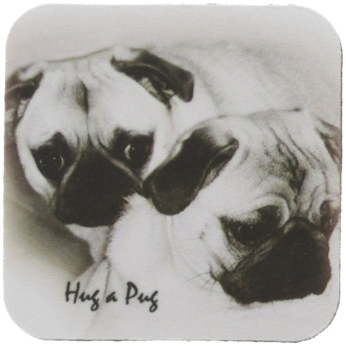 3drose Hug a Pug Puppies Coaster, Soft, Set of 8