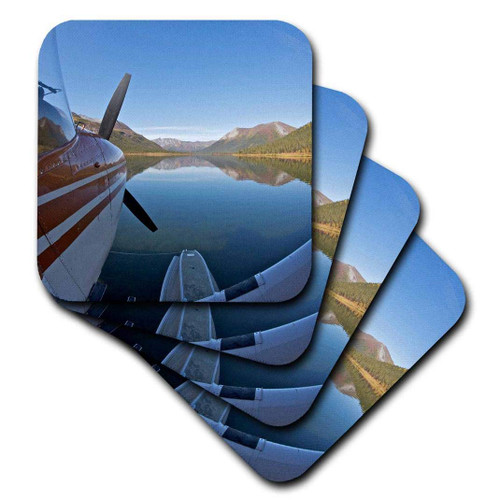 3dRose Alaska, Arctic Np, Float Airplane, Lake Ernie - Us02 Bja0287 - Jaynes Gallery - Soft Coasters, Set of 8 (CST_87405_2)