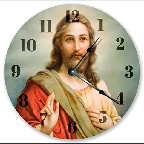 ArogGeld Jesus Christ Wall Clock Religious Clocks Silent Round Wooden Wall Clock Battery Operated Decorative Hanging Clock for Office Home Decor Wedding Birthday Housewarming Gift Multicolor One Size