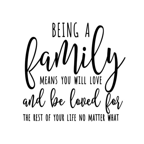 Being A Family Means You Will Love and Be Loved for The Rest of Your Life No Matter What Wall Mural Modern Wall Decal Vinyl Mural Decals Quotes for Kids Room Car Wall Art
