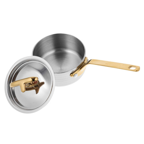 Happyyami kitchen tool steak sauce pan cooking pot mini pot small saucepan small pot saucepans sauce pot for home mini sauce pan kitchen cookware sauce pans Stainless steel Handheld milk pot