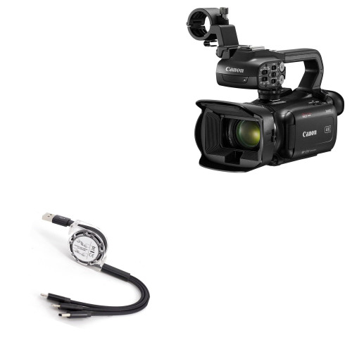 BoxWave Cable Compatible with Canon XA65 - AllCharge miniSync, Retractable, Portable USB Cable - Jet Black