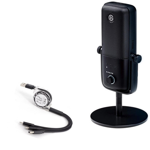 BoxWave Cable Compatible with Elgato Wave:3 (Cable by BoxWave) - AllCharge miniSync, Retractable, Portable USB Cable for Elgato Wave:3 - Jet Black