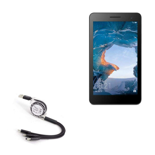 BoxWave Cable Compatible with Huawei MediaPad T2 7.0 (Cable by BoxWave) - AllCharge miniSync, Retractable, Portable USB Cable for Huawei MediaPad T2 7.0 - Jet Black