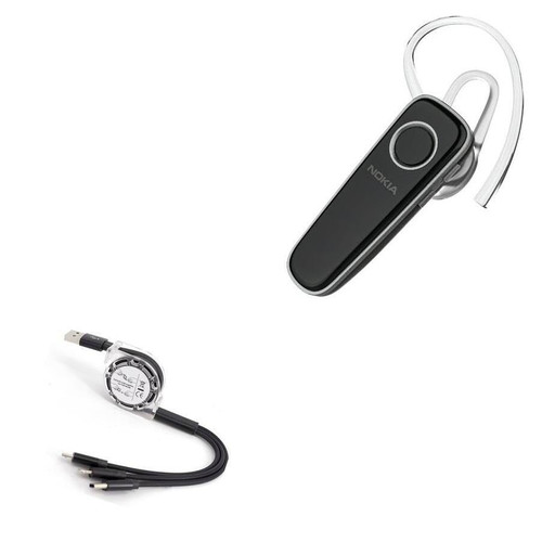 BoxWave Cable Compatible with Nokia Solo Bud+ - AllCharge miniSync, Retractable, Portable USB Cable - Jet Black