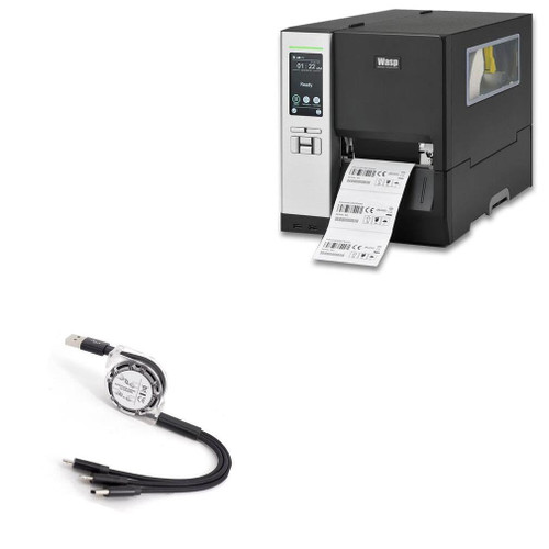 BoxWave Cable Compatible with Wasp WPL614 - AllCharge miniSync, Retractable, Portable USB Cable - Jet Black