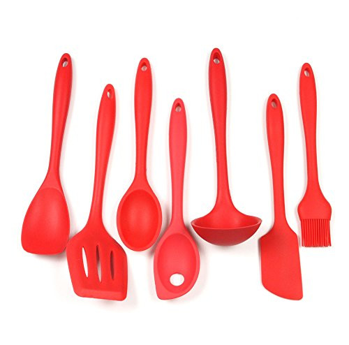 Chef Craft 7 Piece Silicone Kitchen Tool and Utensil Set, Red