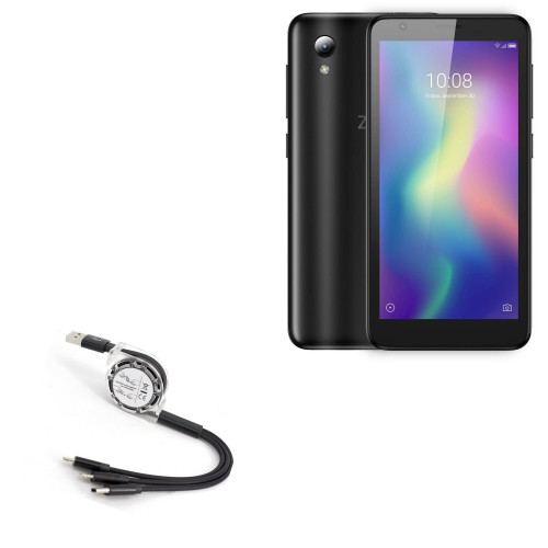 BoxWave Cable Compatible with ZTE Quest 5 (Cable by BoxWave) - AllCharge miniSync, Retractable, Portable USB Cable for ZTE Quest 5 - Jet Black