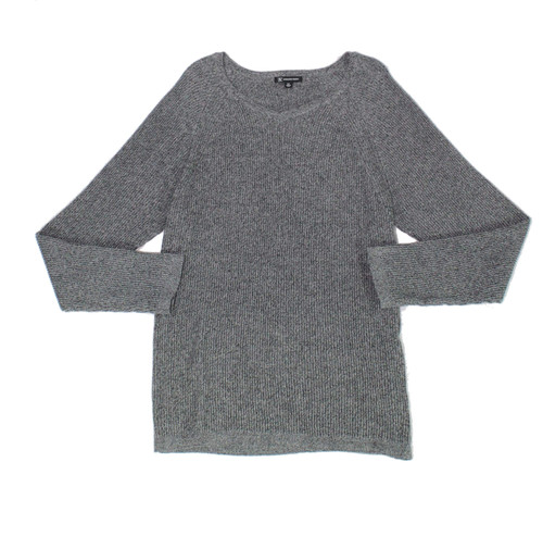 INC Mens Sweater Black V-Neck Ribbed Speckle Knit Pullover, Gray, X-Large