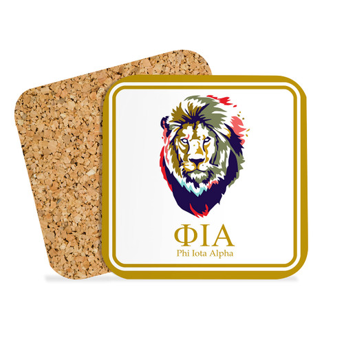 Phi Iota Alpha Fraternity Hardboard with Cork Backing Beverage Coasters Square (Set of 4) Coasters for Drinks (Phi Iota Alpha #1)