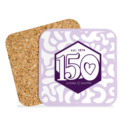 Sigma Kappa Sorority Hardboard with Cork Backing Beverage Coasters Square (Set of 4) Coasters for Drinks (Sigma Kappa 1)