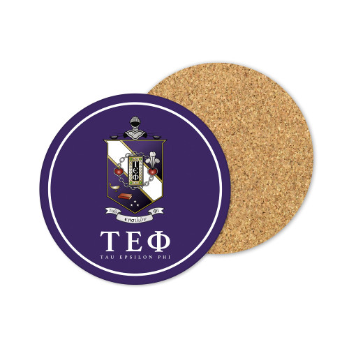 Tau Epsilon Phi Fraternity Hardboard with Cork Backing Beverage Coasters Round (Set of 4) Coasters for Drinks (Tau Epsilon Phi #1)