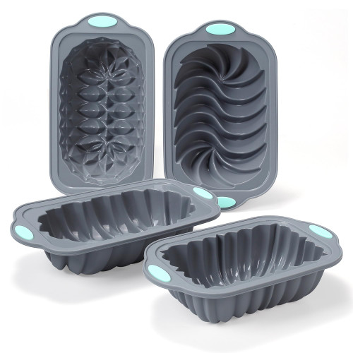 Tongjude 4 Piece Silicone Loaf Pan for Baking Bread, Non-Stick Kitchen Oven Bread Pan, Perfect for Banana Bread, Sandwich Bread, Pound Cake and Meatloaf
